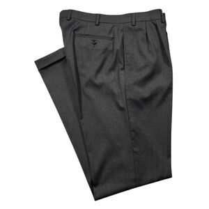 Ralph Lauren Mens Gray Dress Pants 36x34 Stretch Pleated Straight Leg Trousers